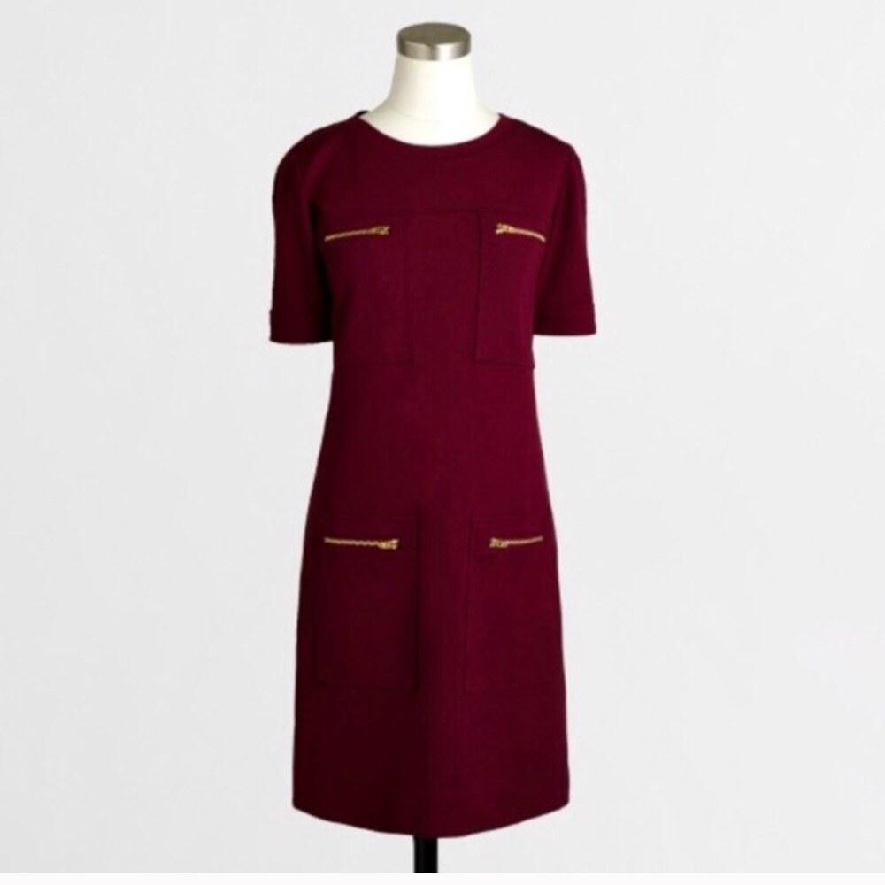 J. Crew Maroon Zipper Dress, Size 4